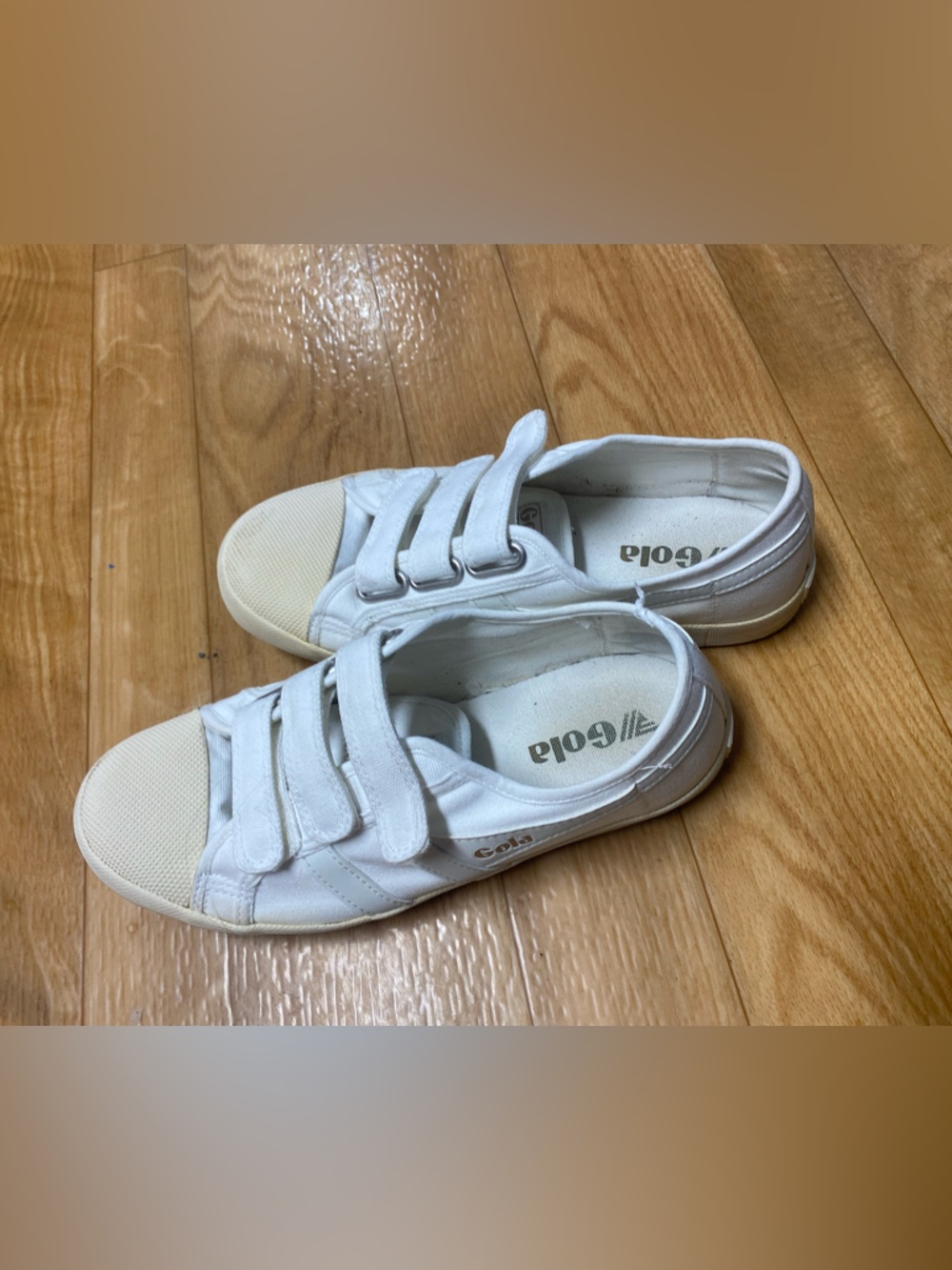 Gola womens White Velcro Canvas Sneakers with Cream Toe